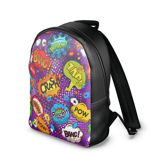 Purple Pop Art, Colville Leather Backpack.