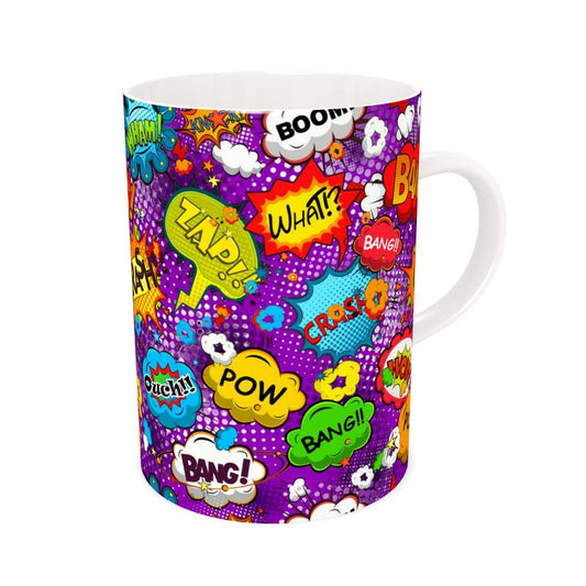 Purple Pop Art, Bone China Mug.