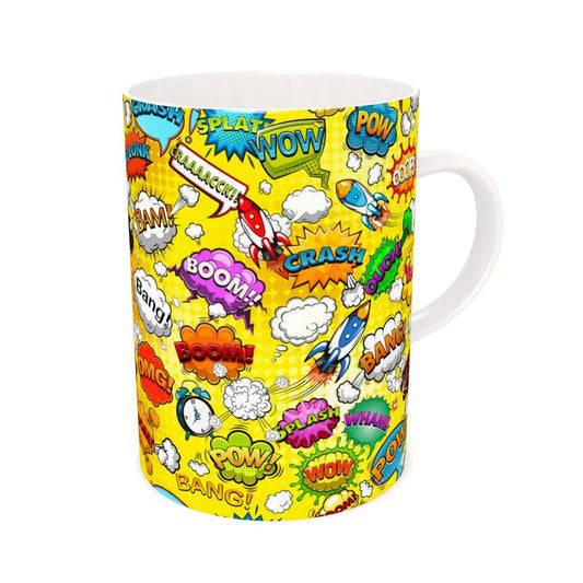 Yellow Pop Art, Bone China Mug.