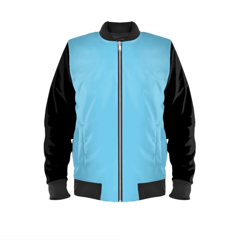 Medium Sky Blue & Black Bomber Jacket.