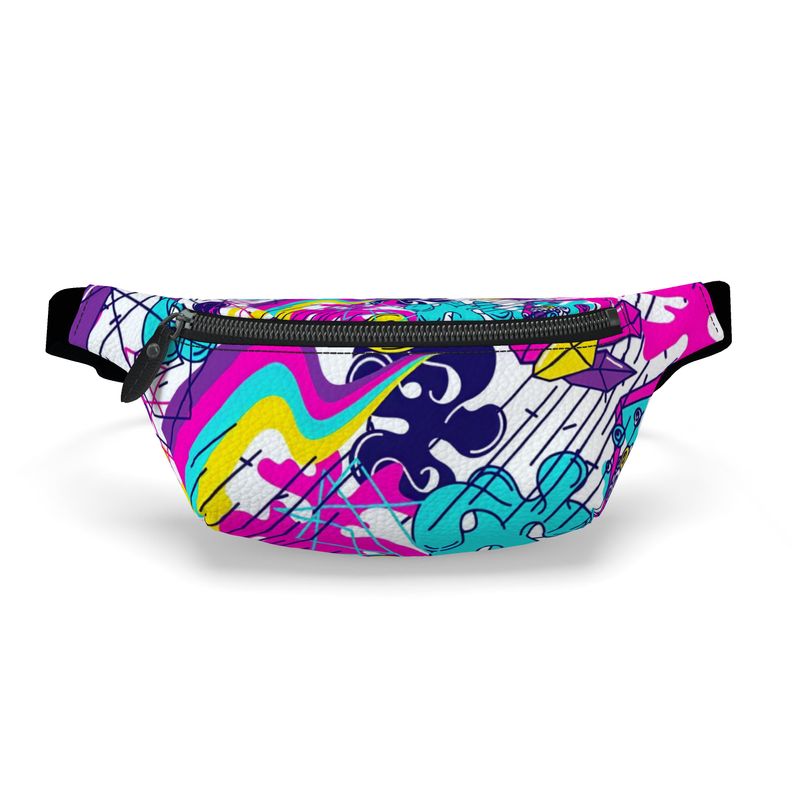 Psychedelic Art Leather Fanny Pack.