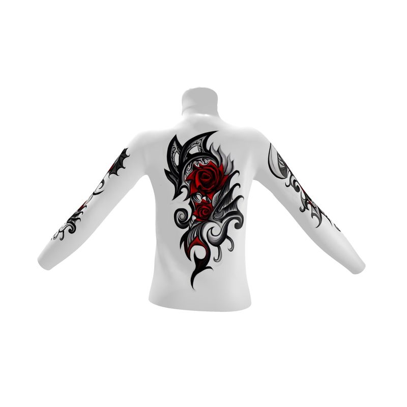 Tattoo Red Rose Slim Fit Roll Neck