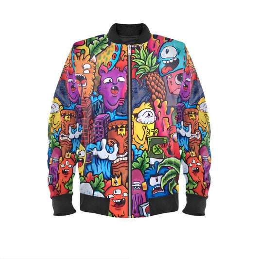 Vexx_Art, Purple Doodles Bomber Jacket.