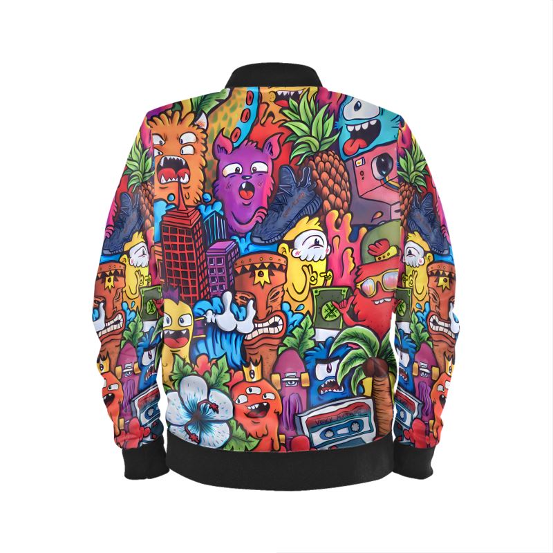 Vexx_Art, Purple Doodles Bomber Jacket.