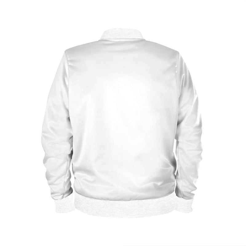 White Electrono-fest Bomber Jacket Reversible Silk Bomber Jacket.